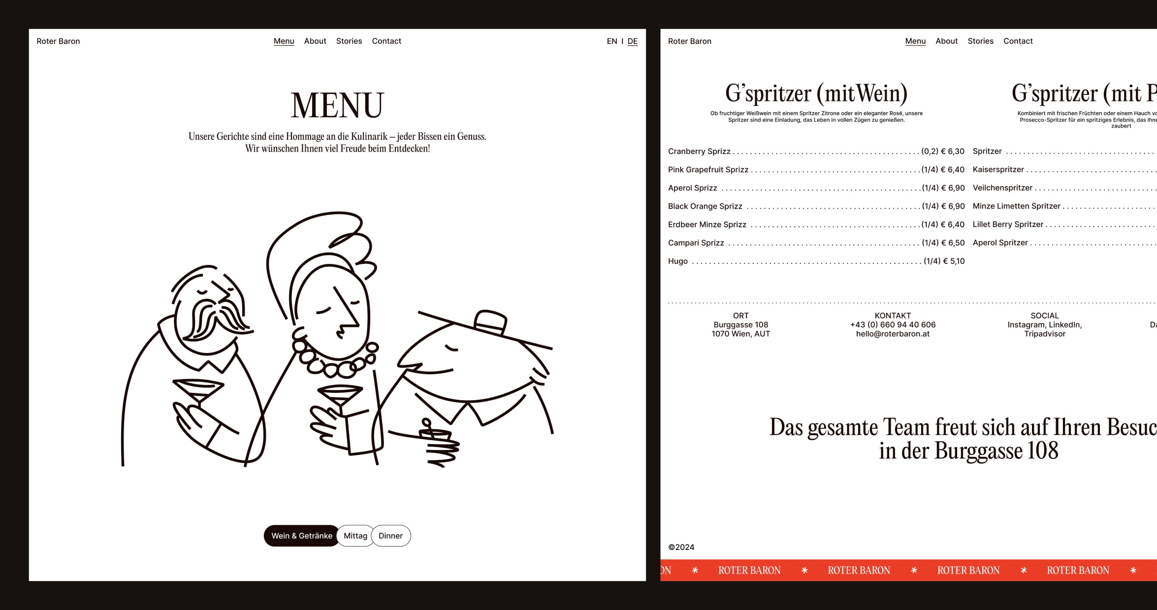 Roter-Baron-Menu-Webdesign